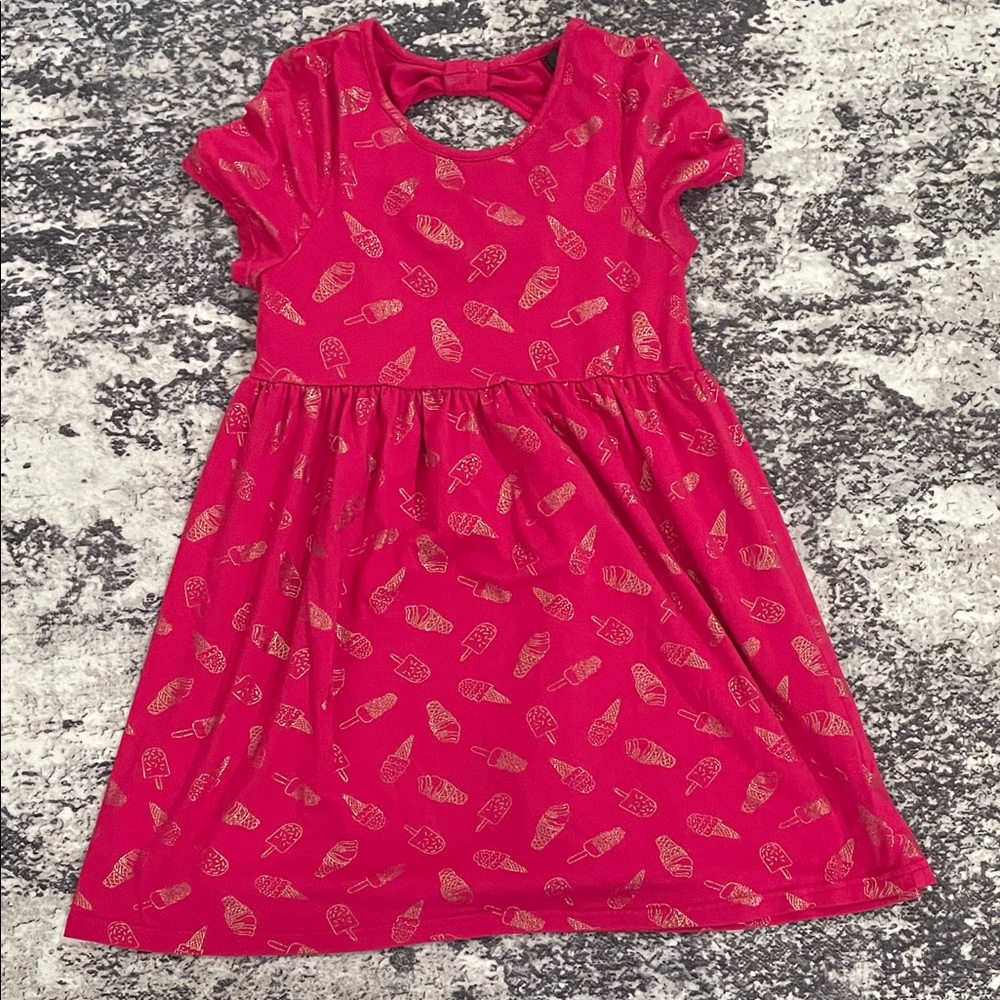 Playful Pink Kids Dress with Ice Cream Pattern